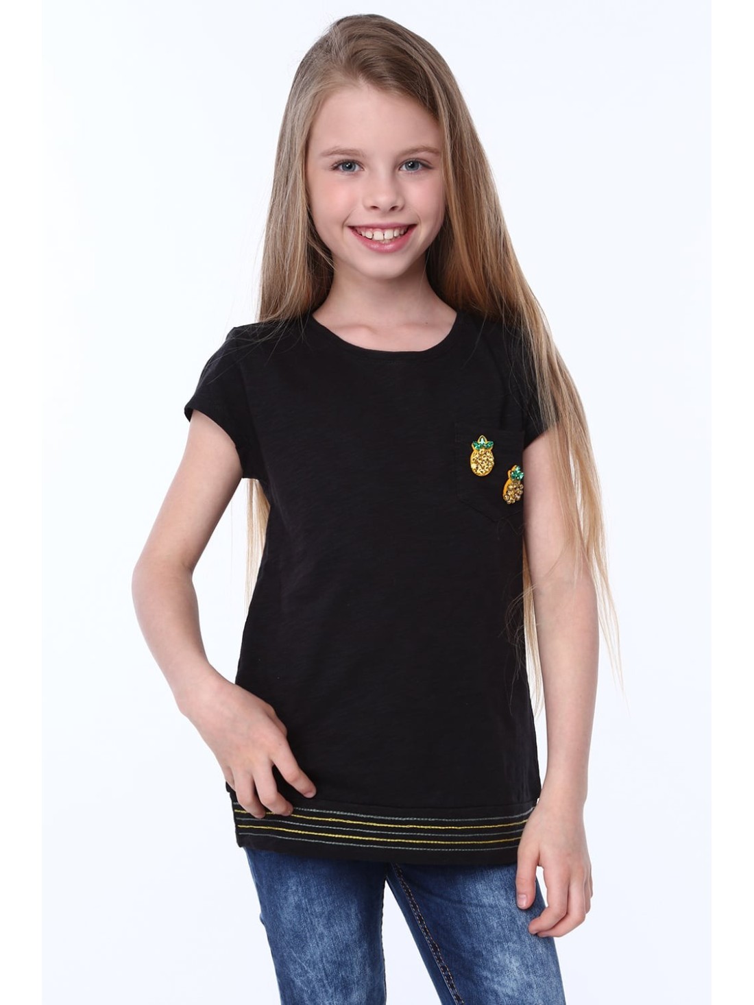 Tricou cu ananas negru NDZ37053 - Magazin online - Boutique